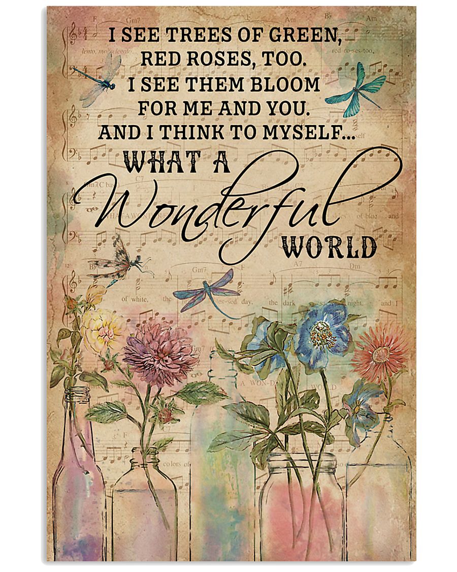 Watercorlor Wonderful World Music Sheet Dragonfly 11x17 Poster