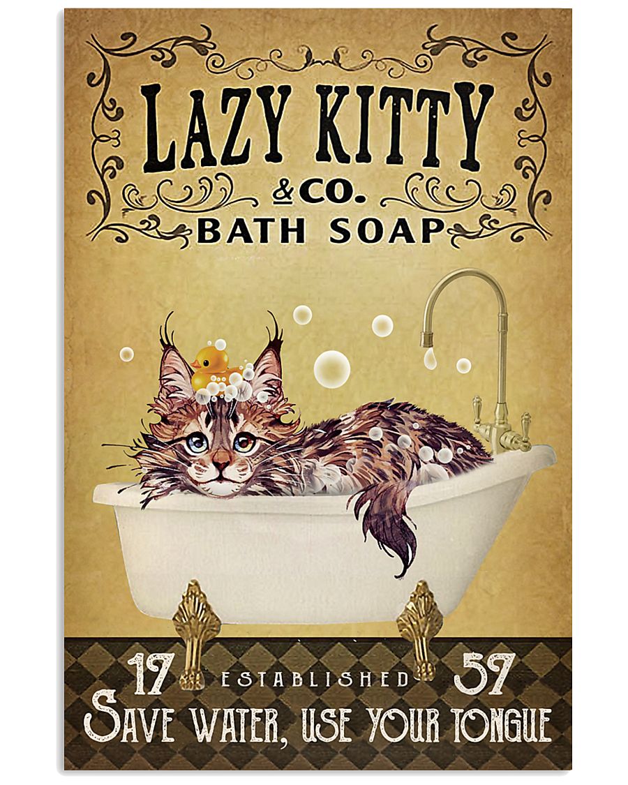 Yellow Bath Soap Maine Coon 16x24 Poster