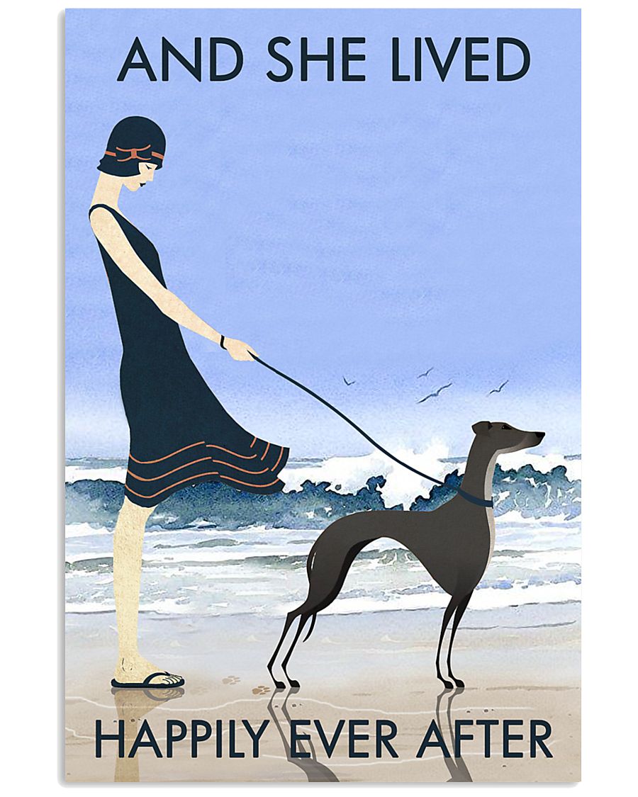 Beach And Dog Greyhound 11x17 Poster