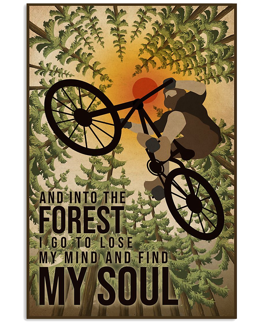 Retro And Into The Forest Mountain Bike 11x17 Poster