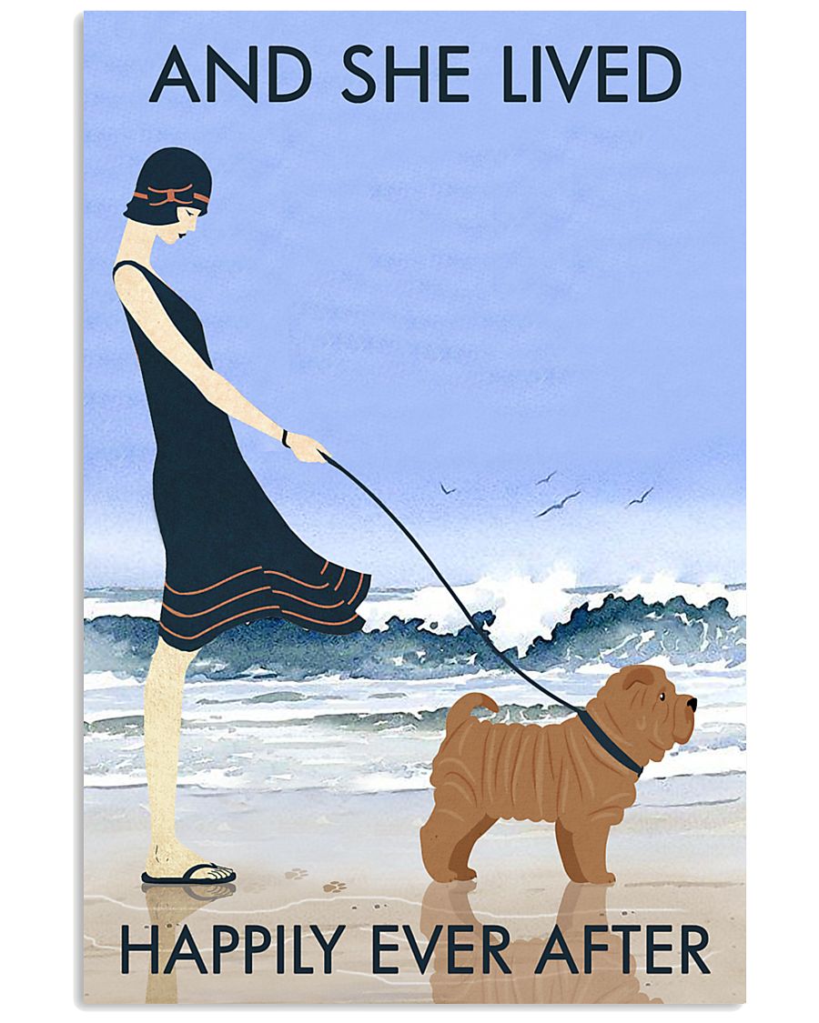 Beach And Dog Shar Pei 11x17 Poster