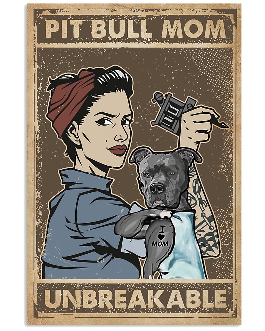 Unbreakable Pit bull Tattoo Girl 11x17 Poster