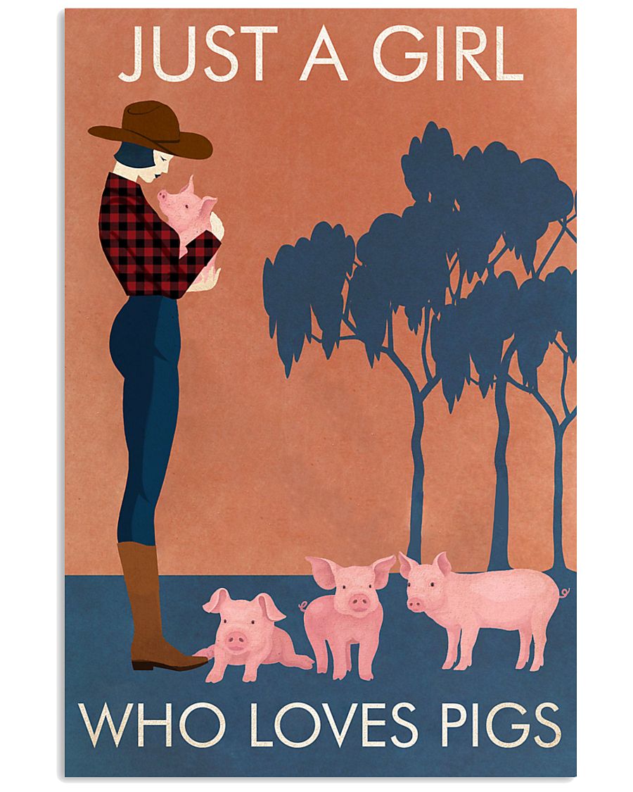 Vintage Girl Who Loves Pig 11x17 Poster