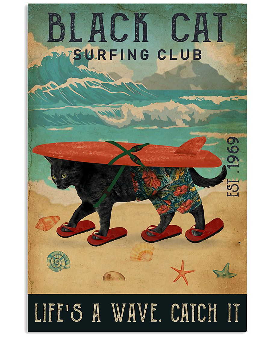 Surfing Club Black Cat 11x17 Poster