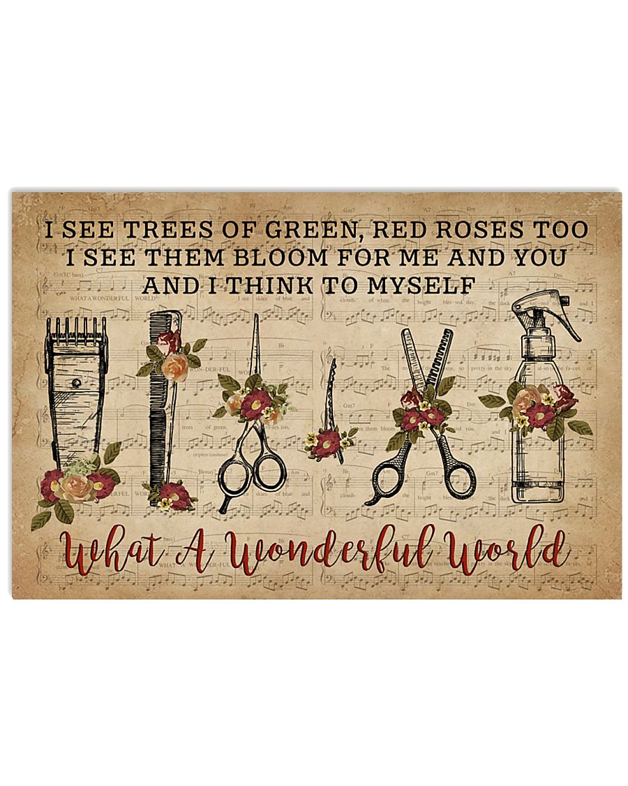Floral Music Sheet Wonderful World Hairstylist 36x24 Poster