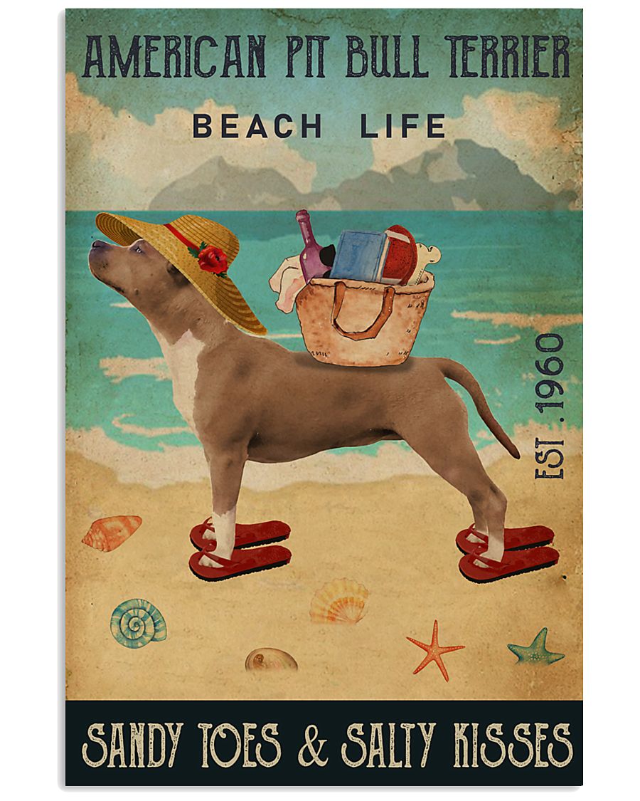 Beach Life Sandy Toes American Pit Bull Terrier 11x17 Poster