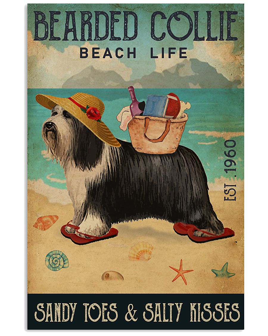 Beach Life Sandy Toes Bearded Collie 11x17 Poster