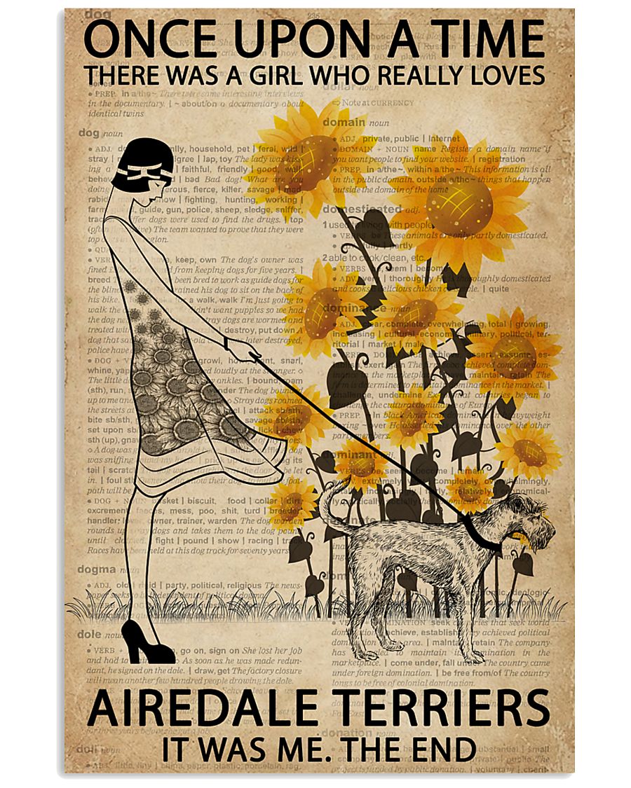 Dictionary Sunflower Girl Upon Airedale Terrier 11x17 Poster