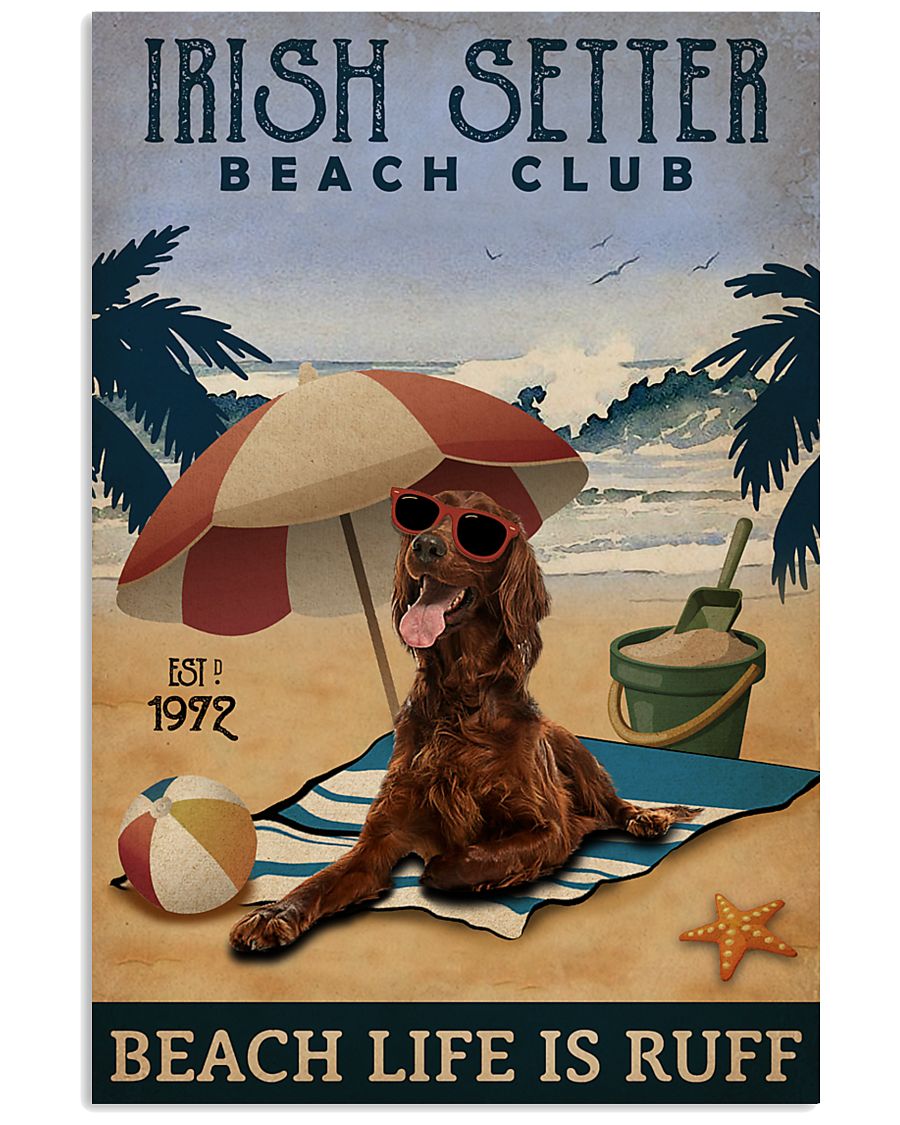 Vintage Beach Club Is Ruff Irish Setter 11x17 Poster