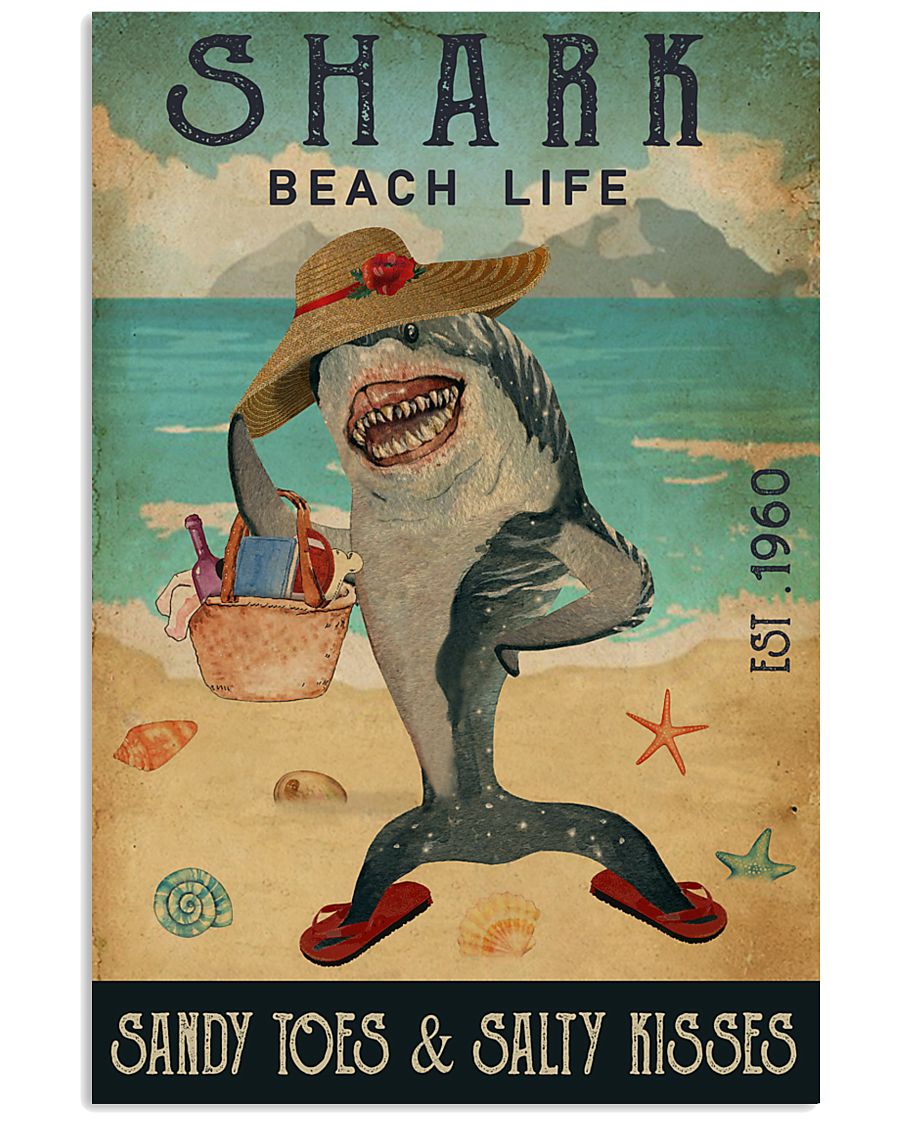 Beach Life Sandy Toes Shark 11x17 Poster