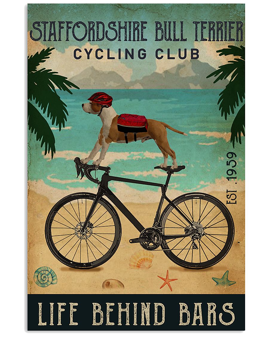 Cycling Club Staffordshire Bull Terrier 11x17 Poster