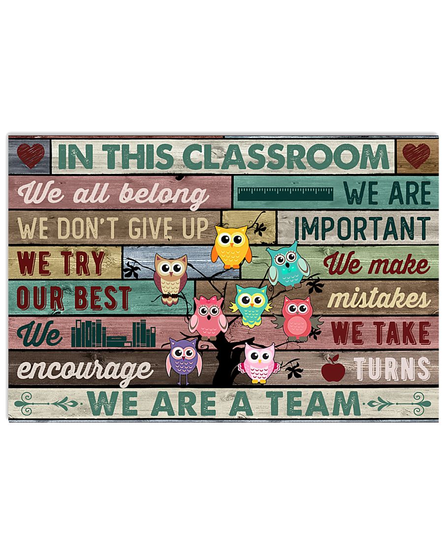 In This Classroom Owls Teacher 24x16 Poster