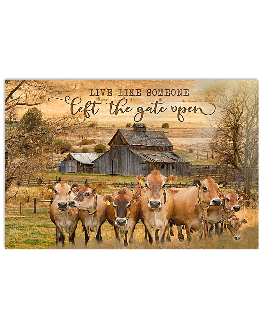 Jersey Cattle Let The Gate Open 24x16 Poster