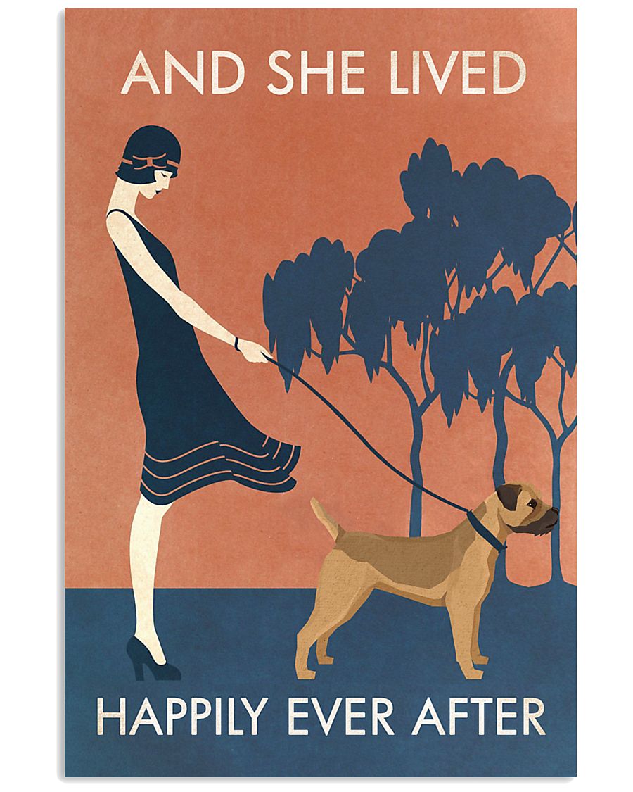 Vintage Girl Lived Happily Border Terrier 11x17 Poster