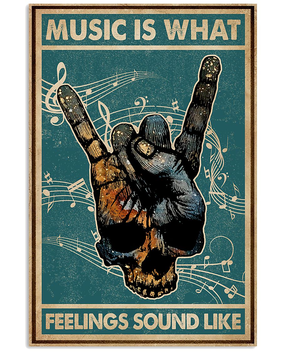Retro Skull Rock Hand Music Feel Sound Like 11x17 Poster