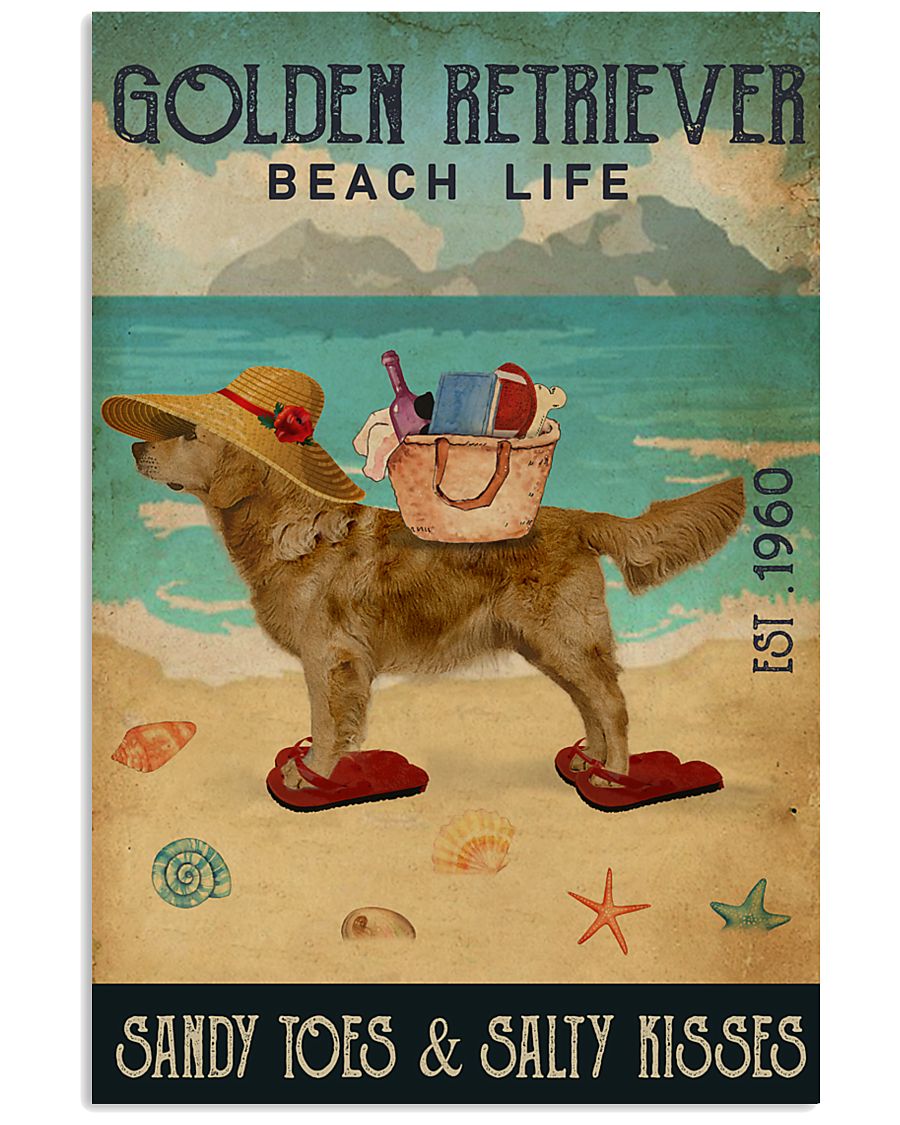 Beach Life Sandy Toes Golden Retriever 16x24 Poster