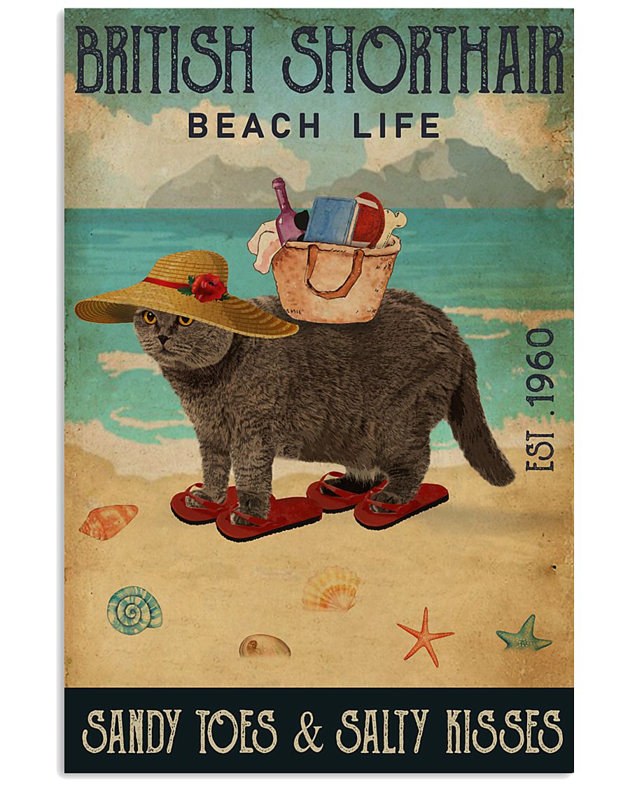 Beach Life Sandy Toes British Shorthair 11x17 Poster