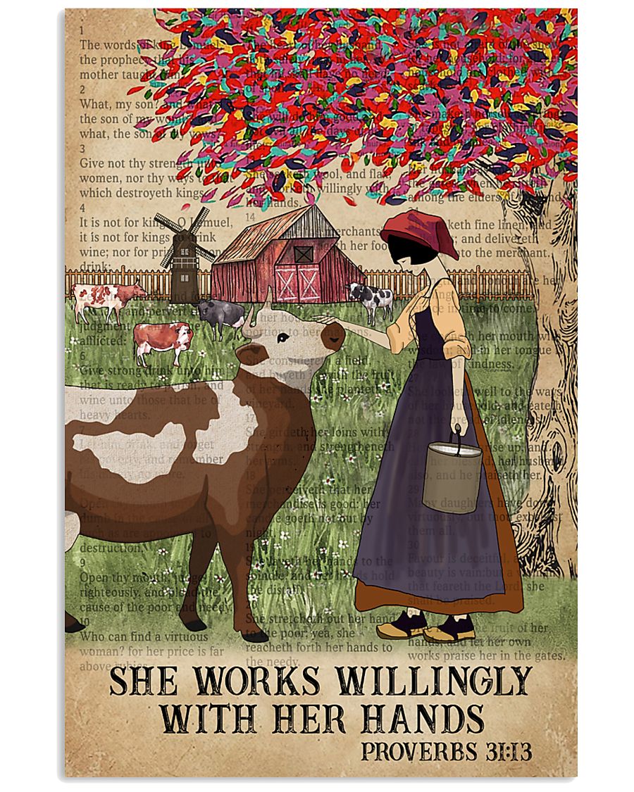 Catchphrase Works Willingly Hand Cattle Farm Girl 11x17 Poster