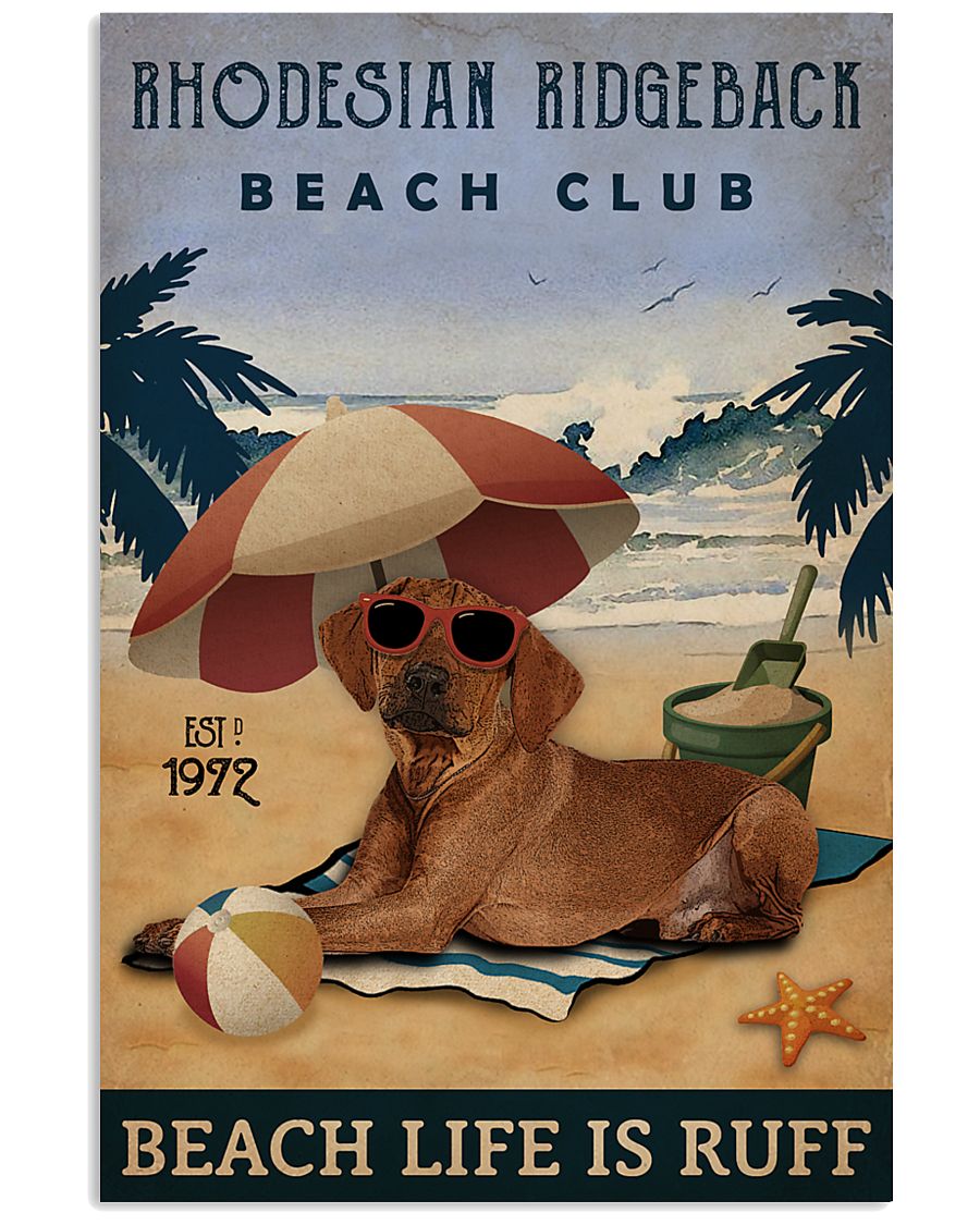 Vintage Beach Club Is Ruff Rhodesian Ridgeback 11x17 Poster