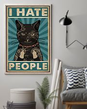 Retro Teal Tattoo Cat I Hate People 11x17 Poster lifestyle-poster-1