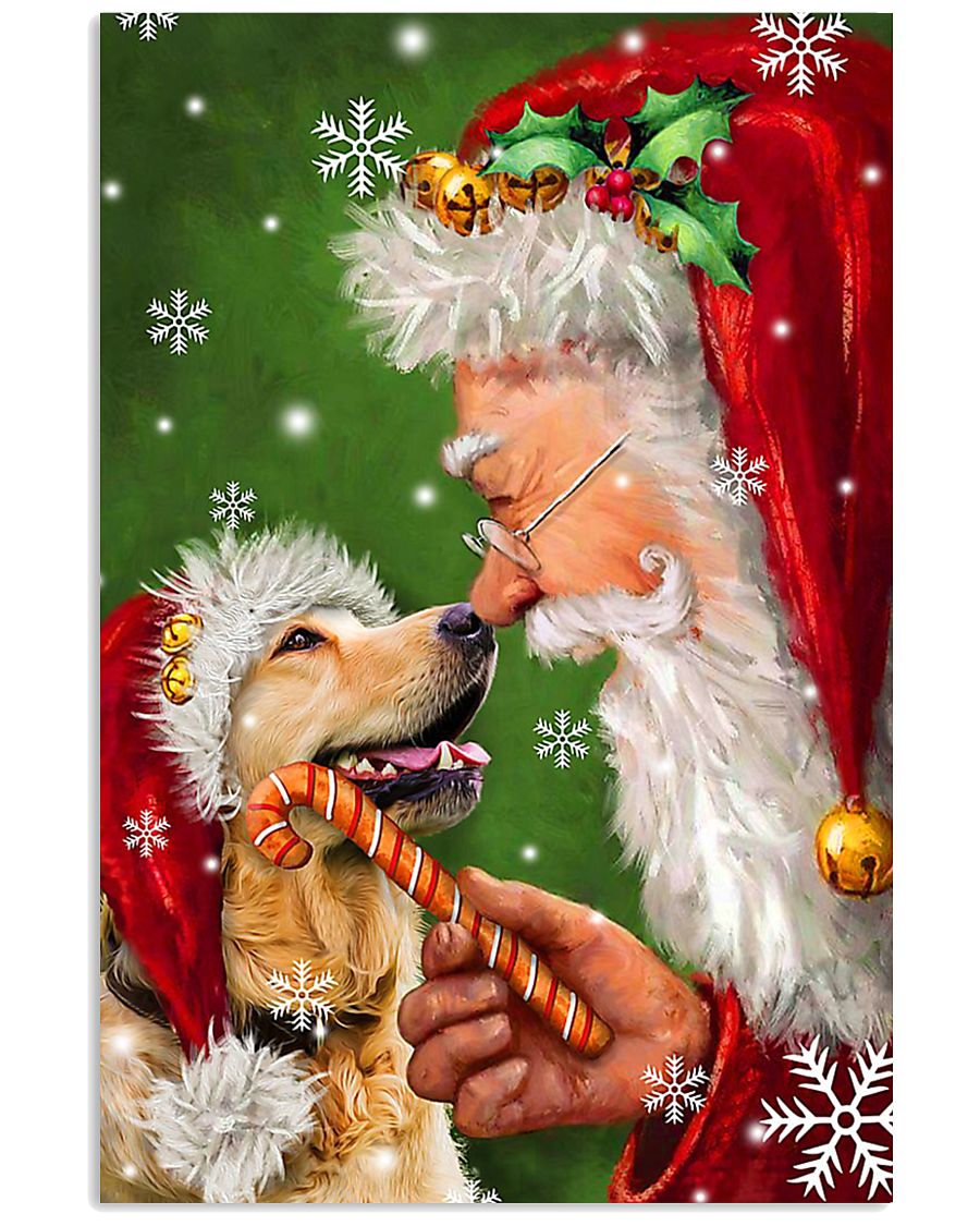 Golden Retriever Smile With Santa Christmas 11x17 Poster