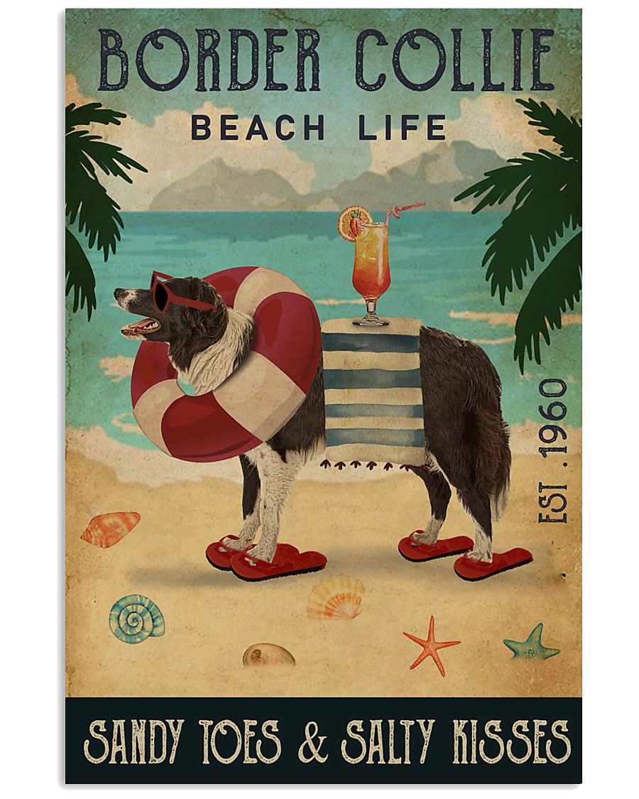 Vintage Beach Cocktail Life Border Collie 16x24 Poster