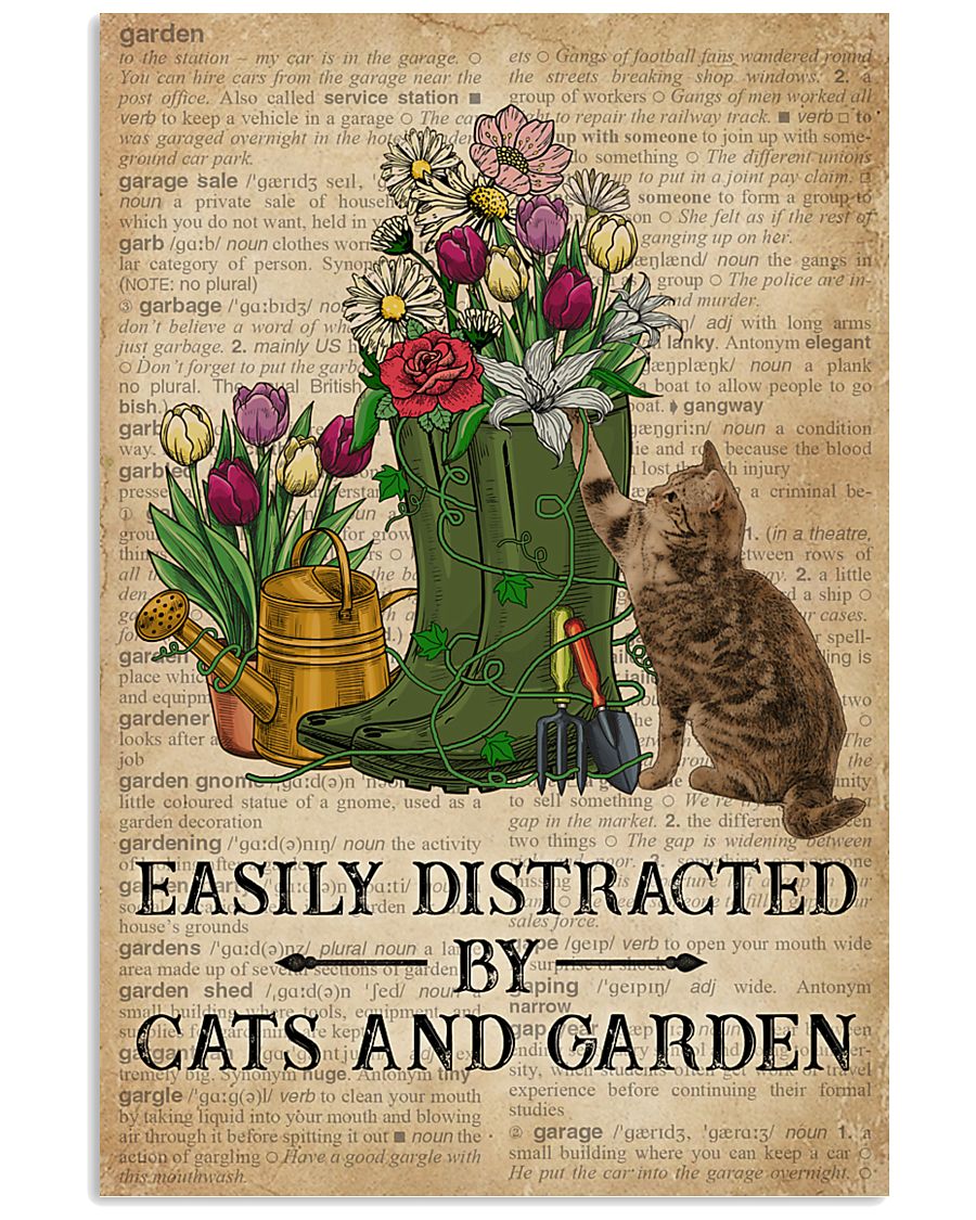 Dictionary Easily Distracted By Cats And Garden 11x17 Poster