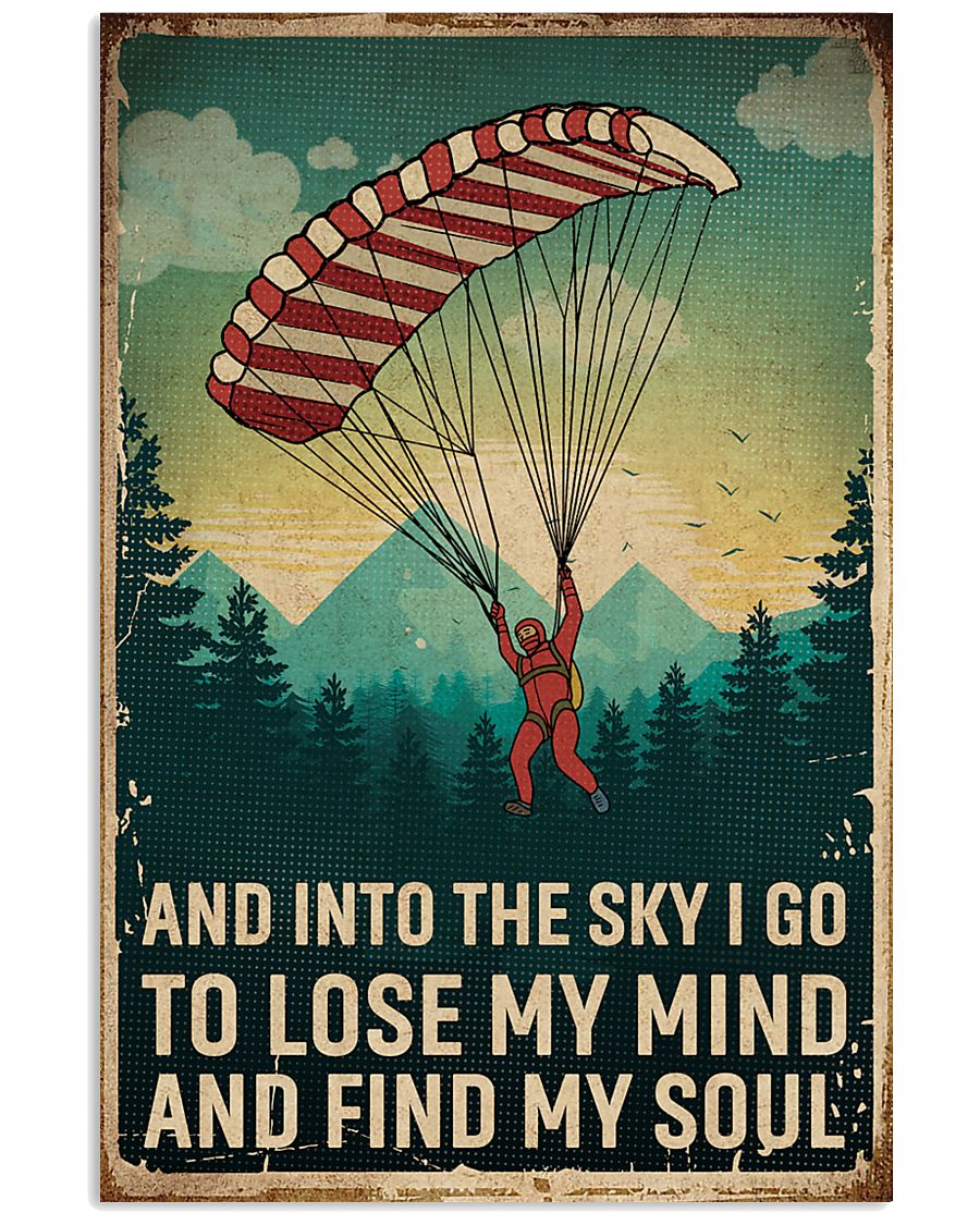 Retro Sky Find My Soul Parachuting 11x17 Poster