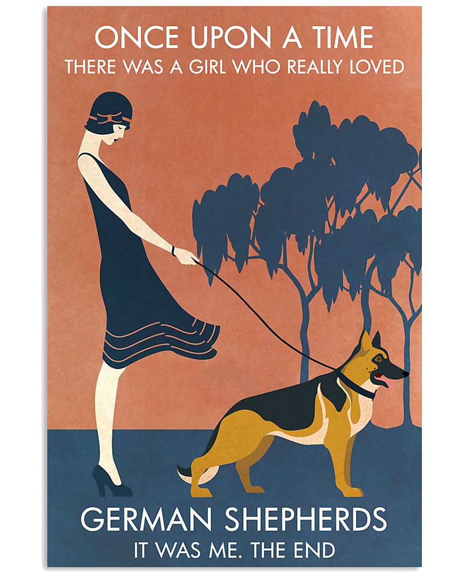 Vintage Girl Once Upon A Time German Shepherd 11x17 Poster
