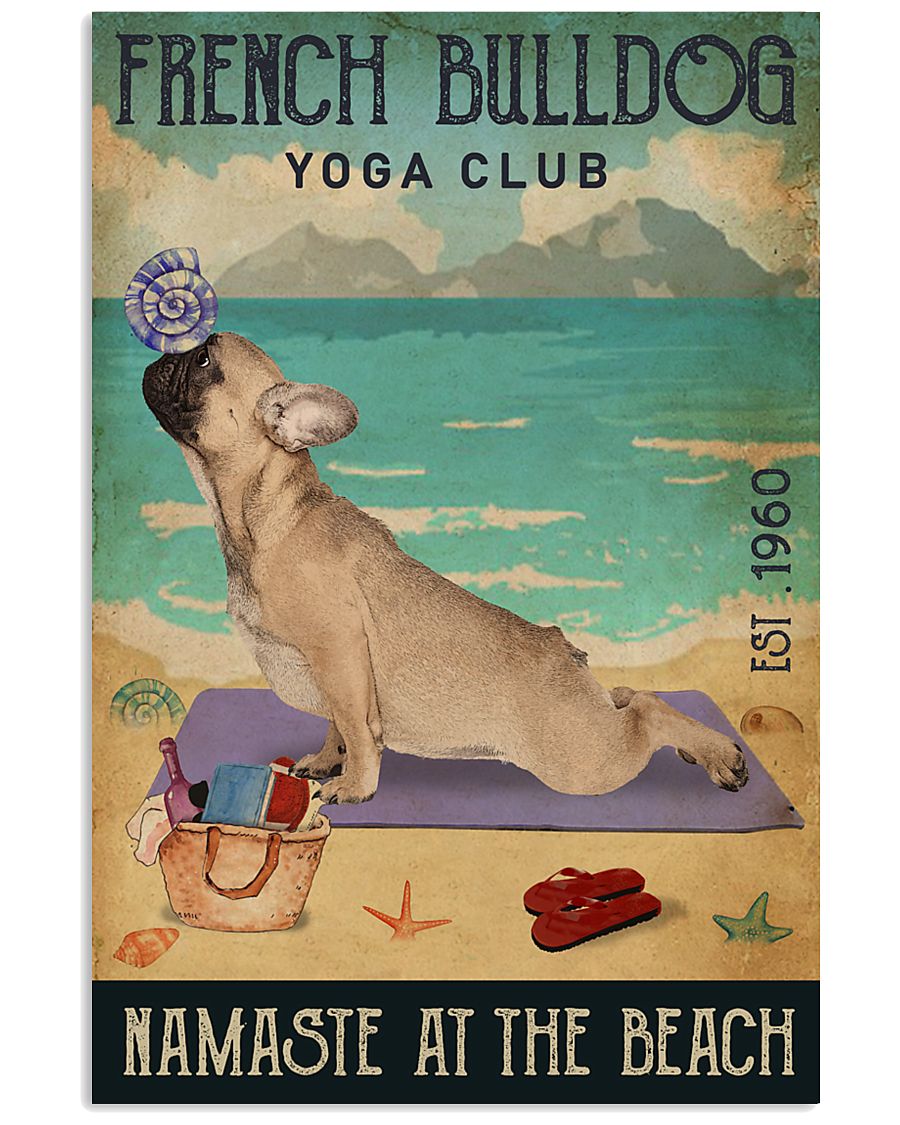 Beach Yoga Club French Bulldog 11x17 Poster