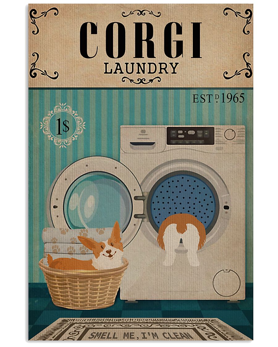 Corgi Dog And Laundry 11x17 Poster