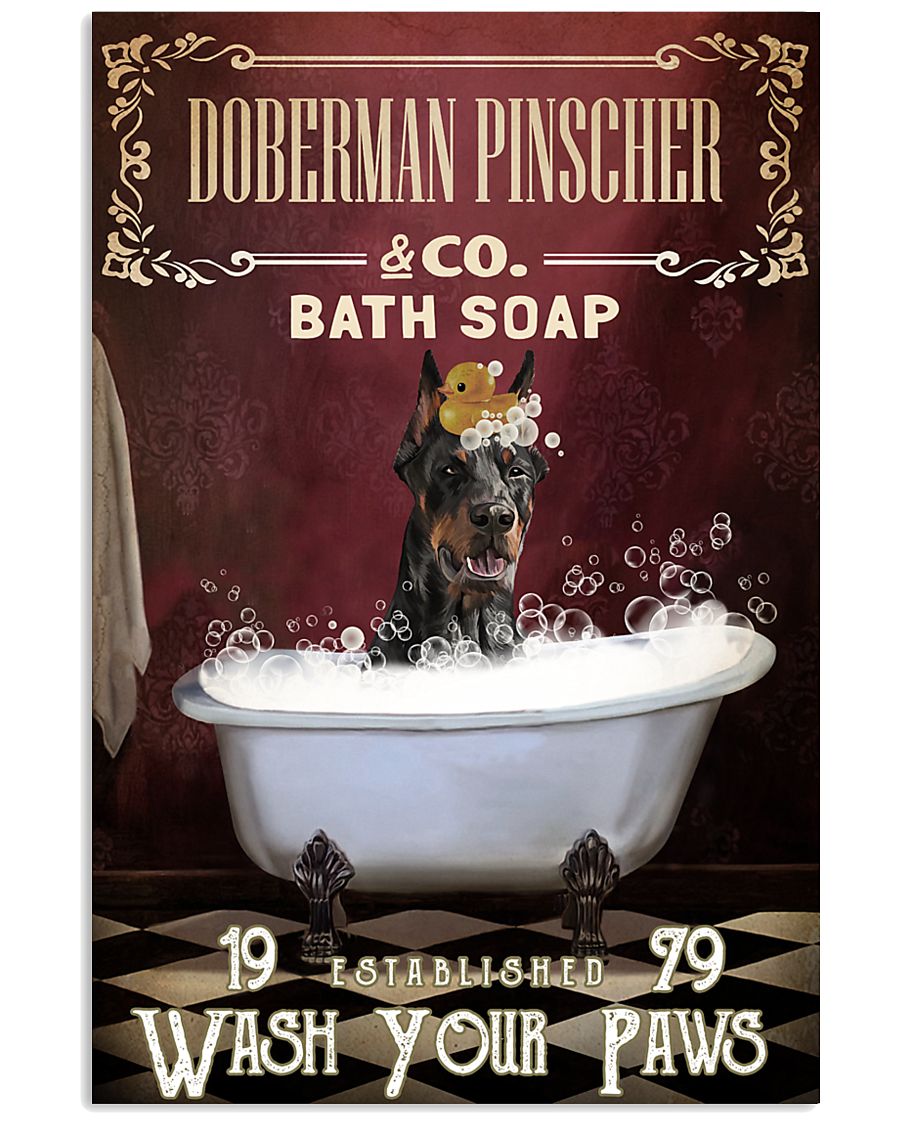 Red Bath Soap Doberman Pinscher 11x17 Poster