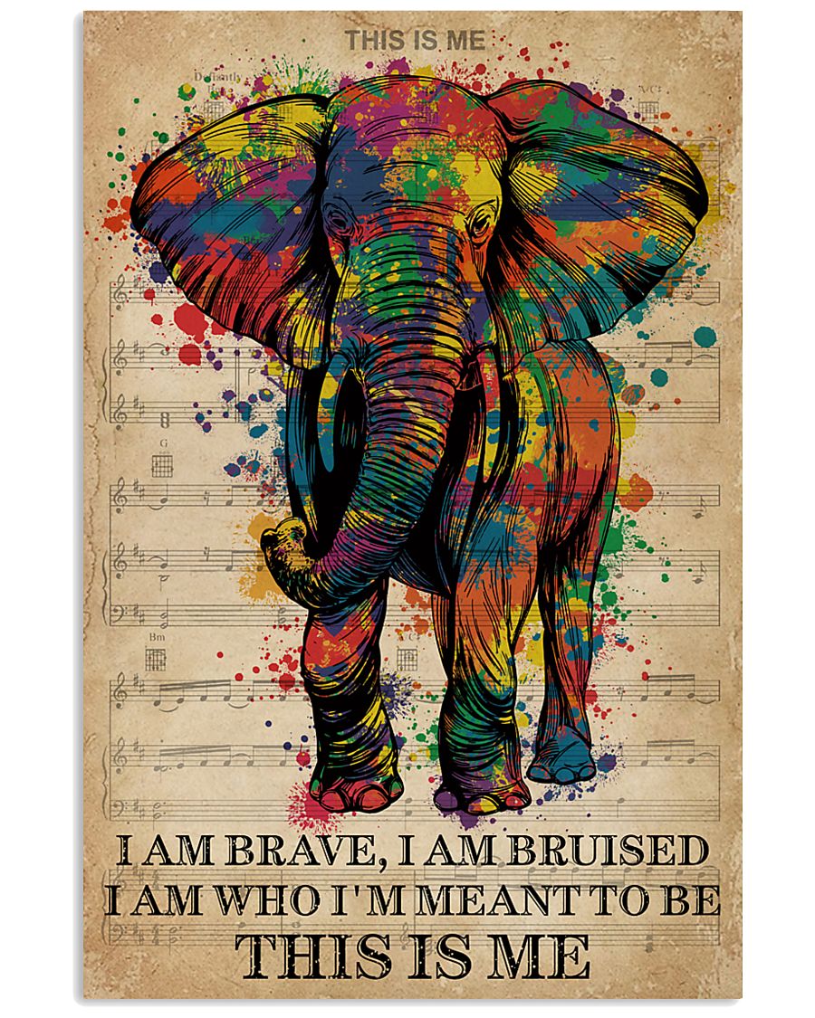 Vintage Music I Am Brave Pride Elephant 11x17 Poster