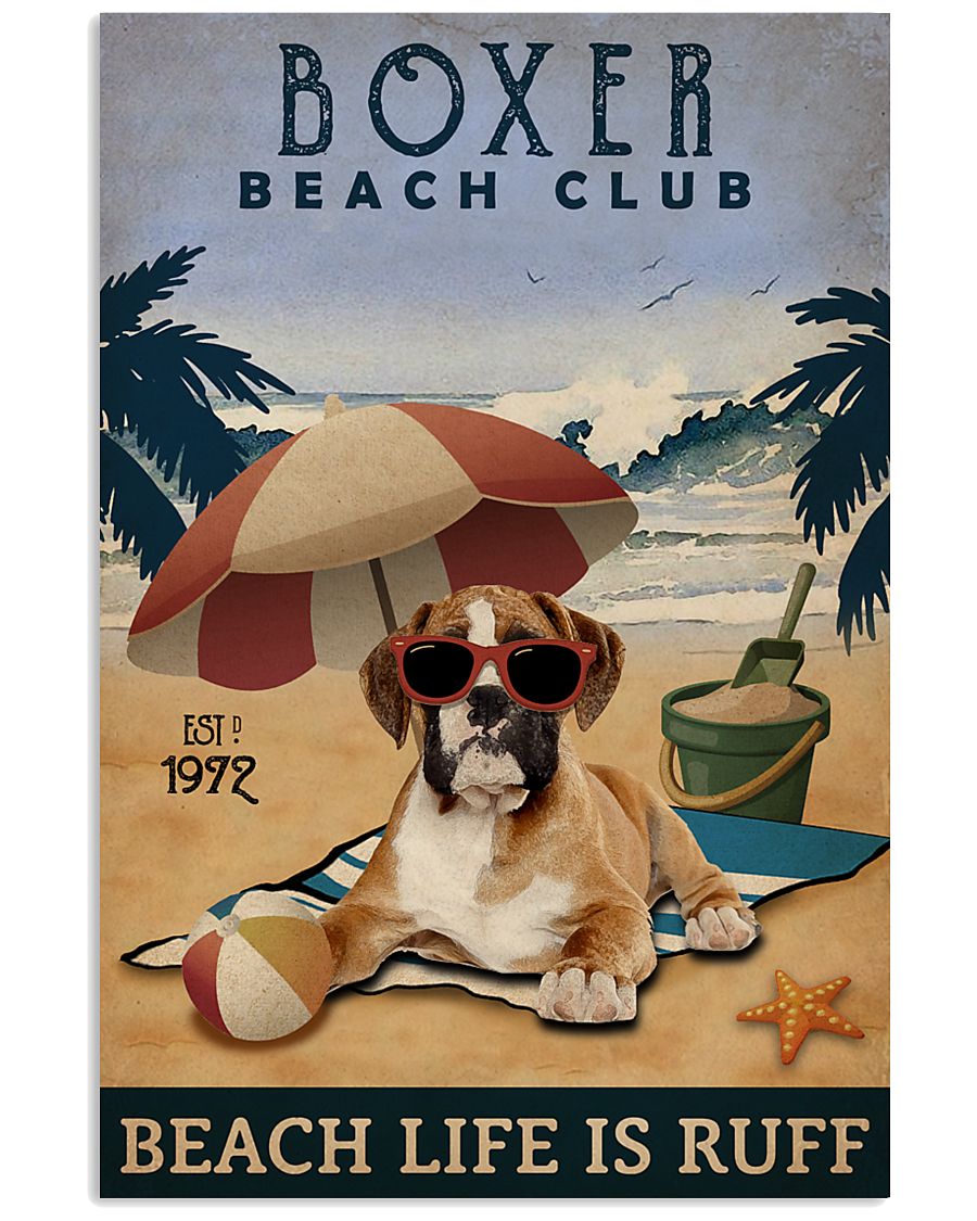 Vintage Beach Club Is Ruff Boxer 11x17 Poster