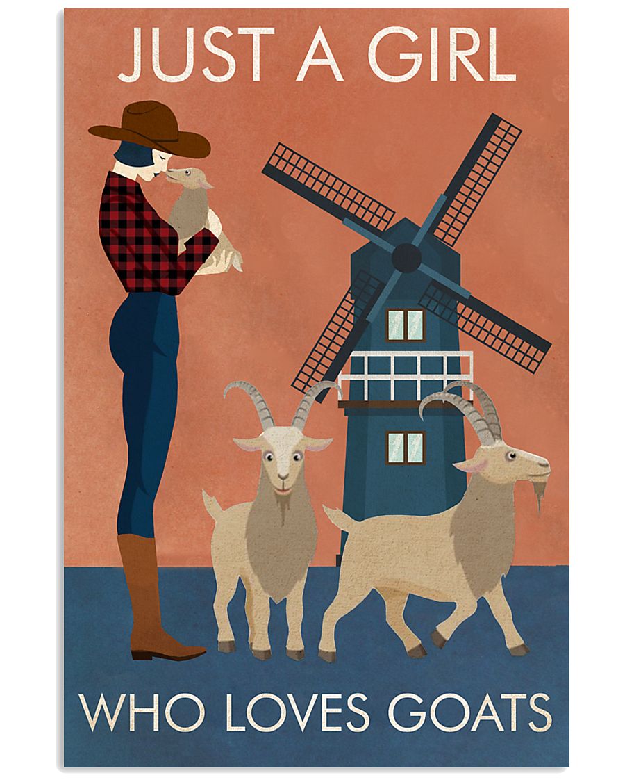 Vintage Farm Girl Goat 11x17 Poster