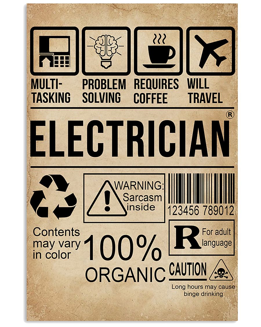 Multitasking Electrician 11x17 Poster