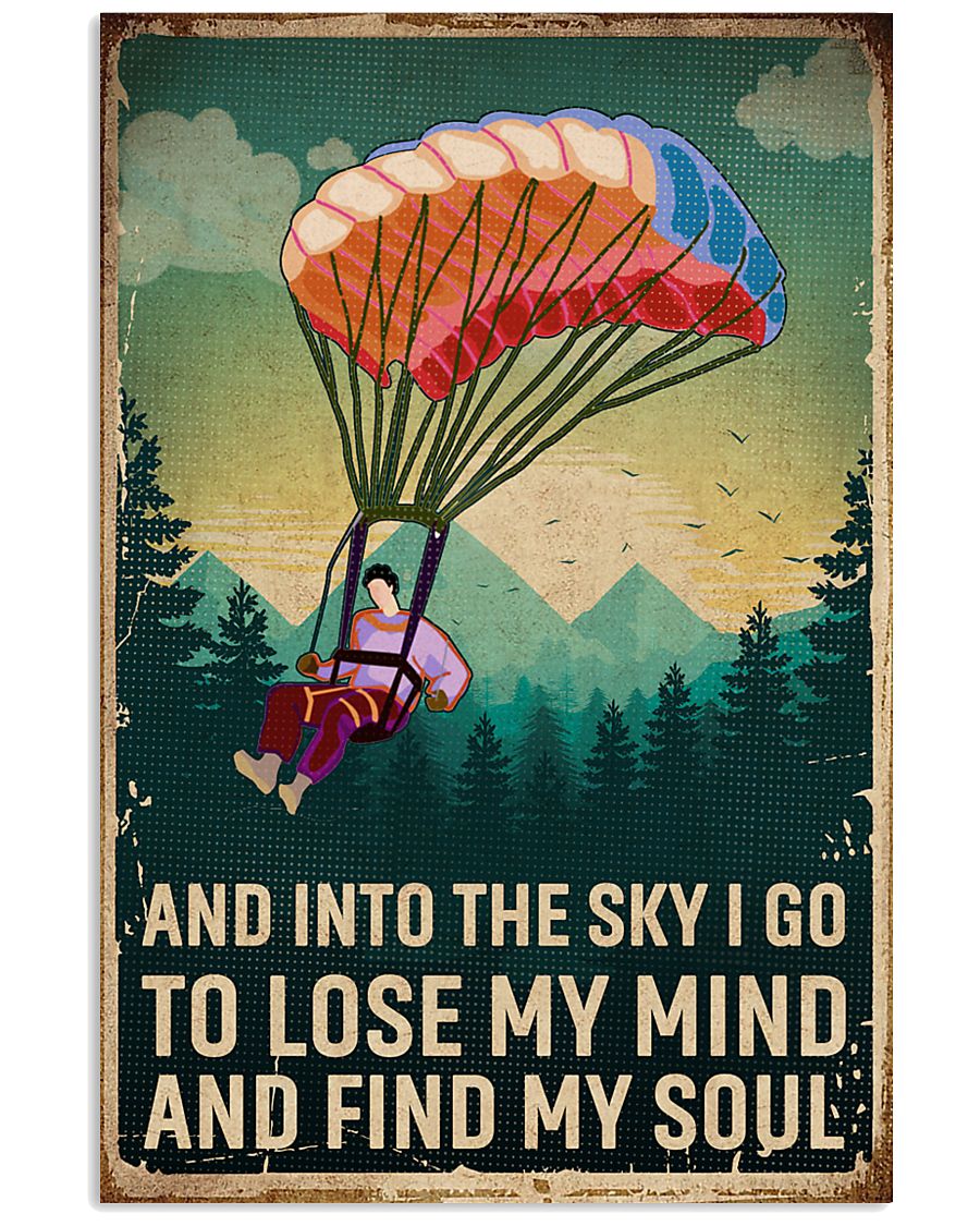 Retro Sky Find My Soul Paragliding 11x17 Poster