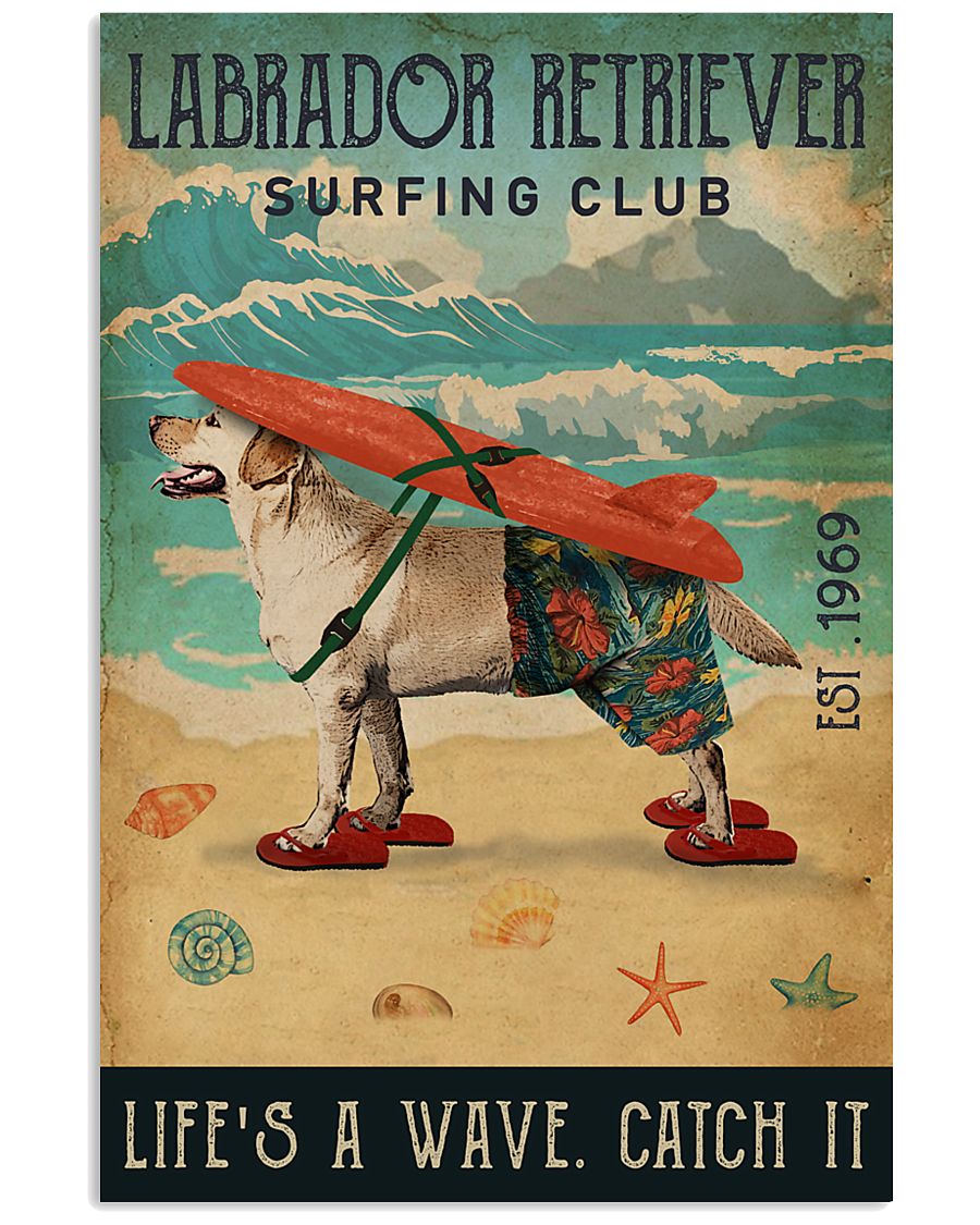 Surfing Club Labrador Retriever 11x17 Poster