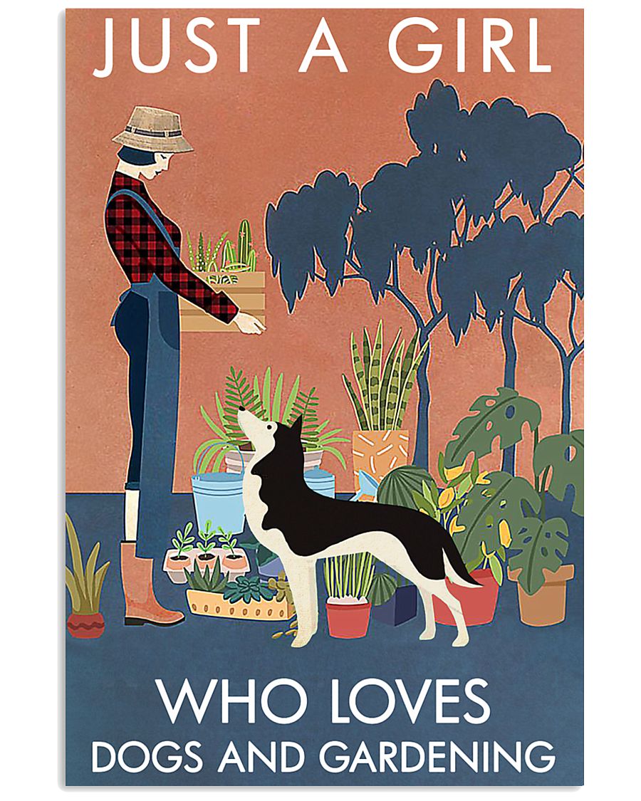 Vintage Just A Girl Loves Gardening And Husky 11x17 Poster