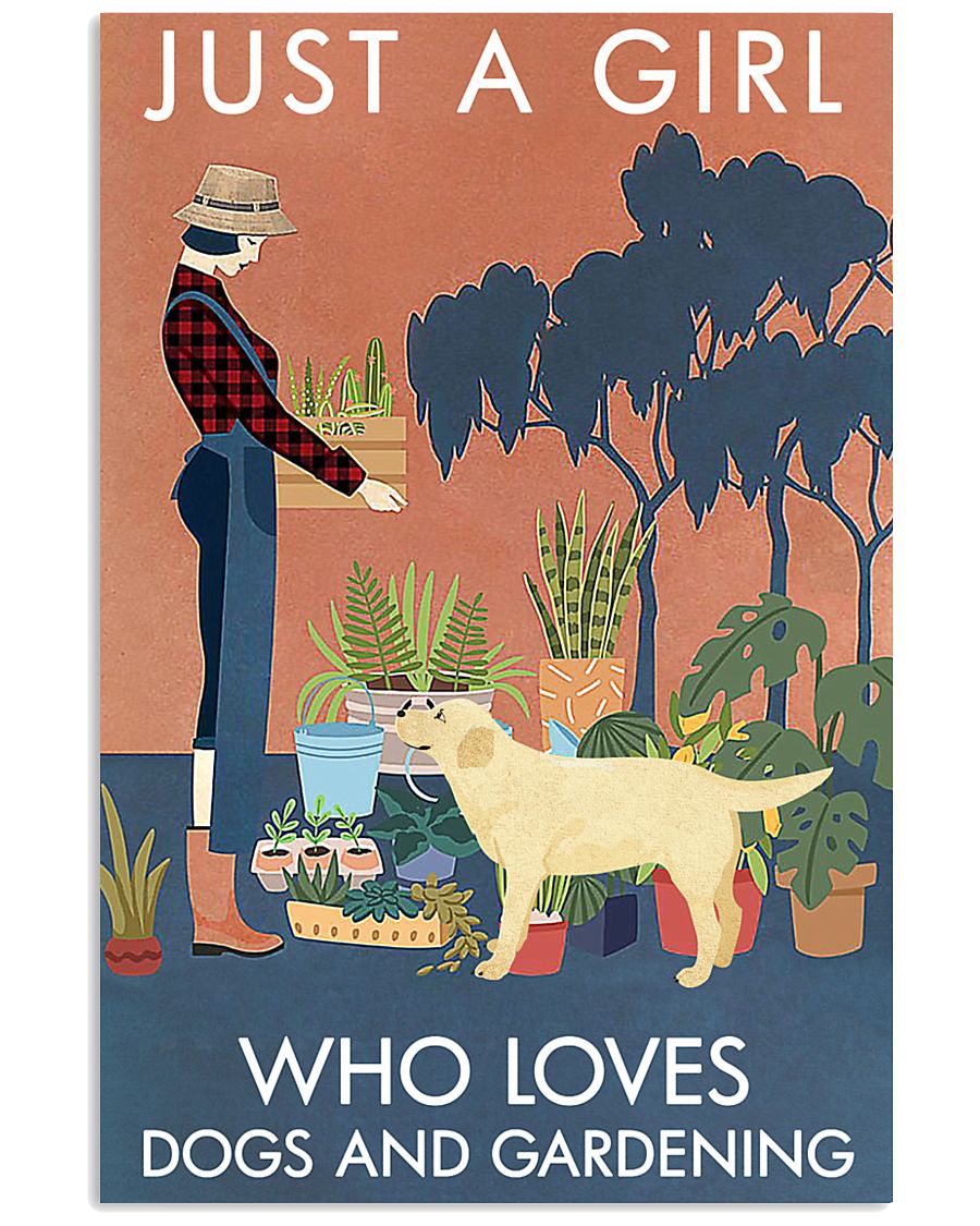 Vintage Girl Loves Gardening Labrador Retriever 11x17 Poster