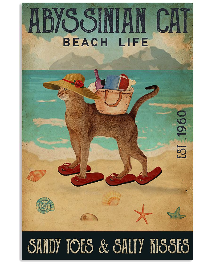 Beach Life Sandy Toes Abyssinian Cat 11x17 Poster