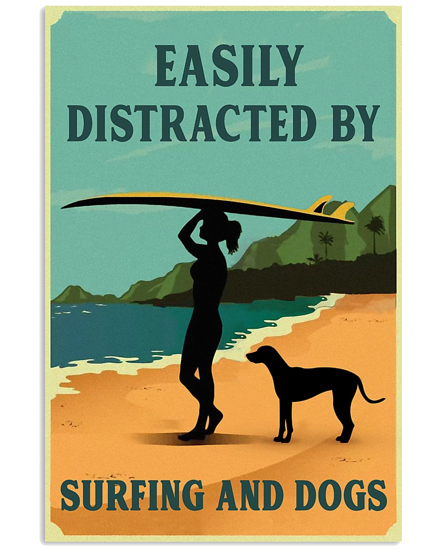 Vintage Distracted Surfing Rhodesian Ridgeback 11x17 Poster