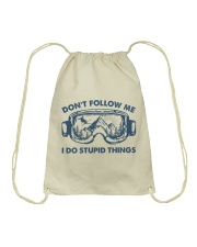Don't Follow Me I Do Stupid Things Skiing Drawstring Bag tile