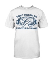 Don't Follow Me I Do Stupid Things Skiing Premium Fit Mens Tee tile