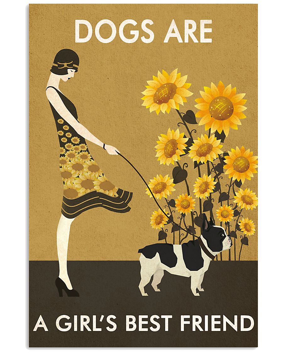Sunflower Vintage Girl Love Is French Bulldog 11x17 Poster