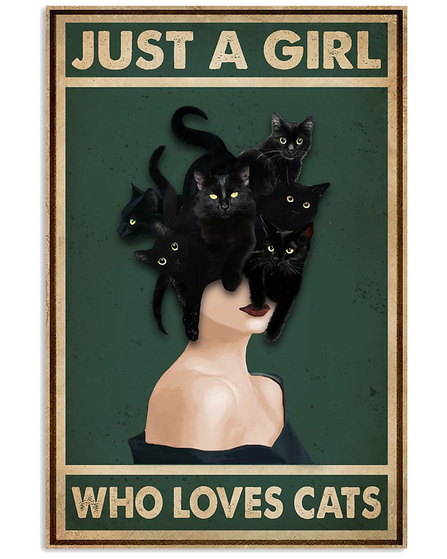 Retro Green Who Loves Black Cat 11x17 Poster