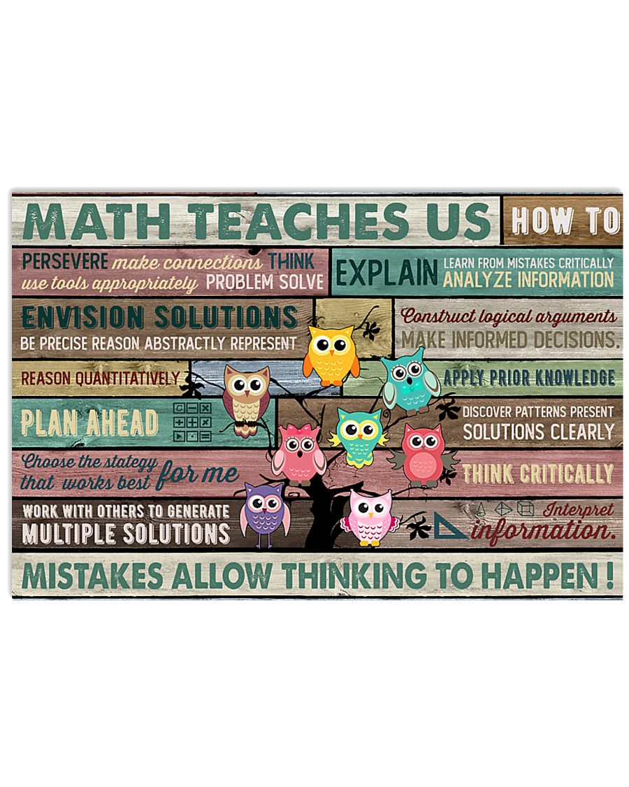 Colorful Pallet Owl Math Teaches Us 24x16 Poster