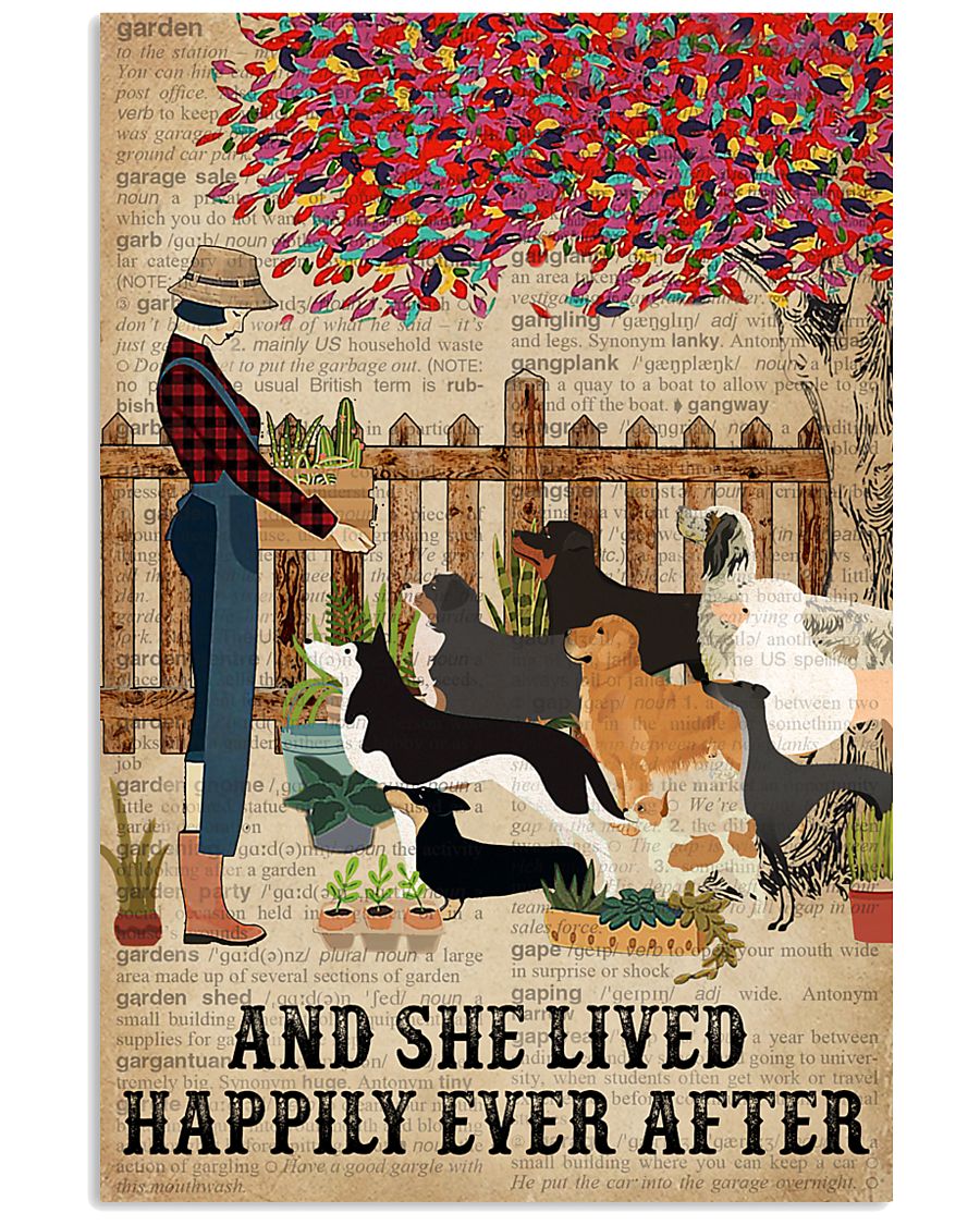 Dictionary Lived Happily Gardening Dog 16x24 Poster