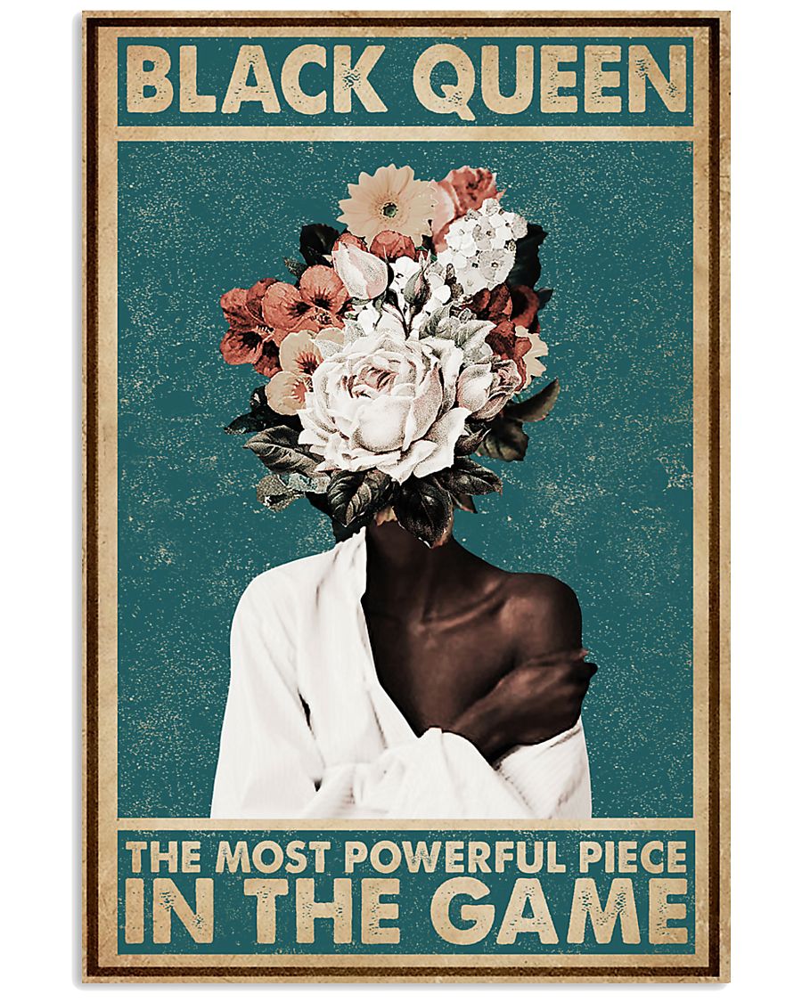 Retro Teal Most Powerful Flower Black 11x17 Poster