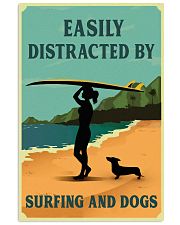 Vintage Easily Distracted Surfing Girl Dachshund 11x17 Poster front